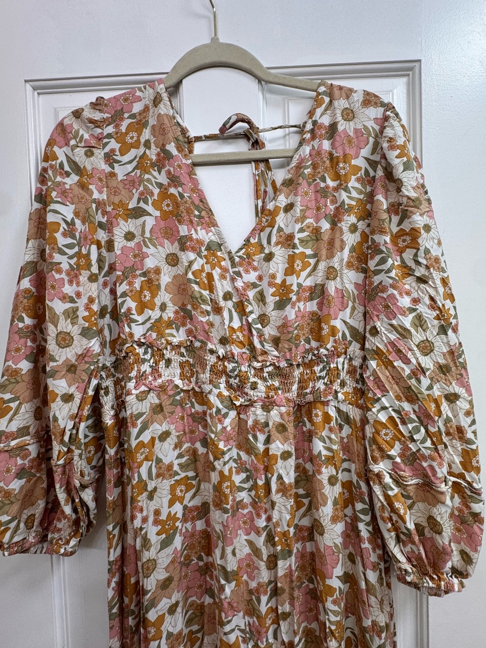 Pink Lily Retro Floral Smocked Waist Maxi Dress 3X